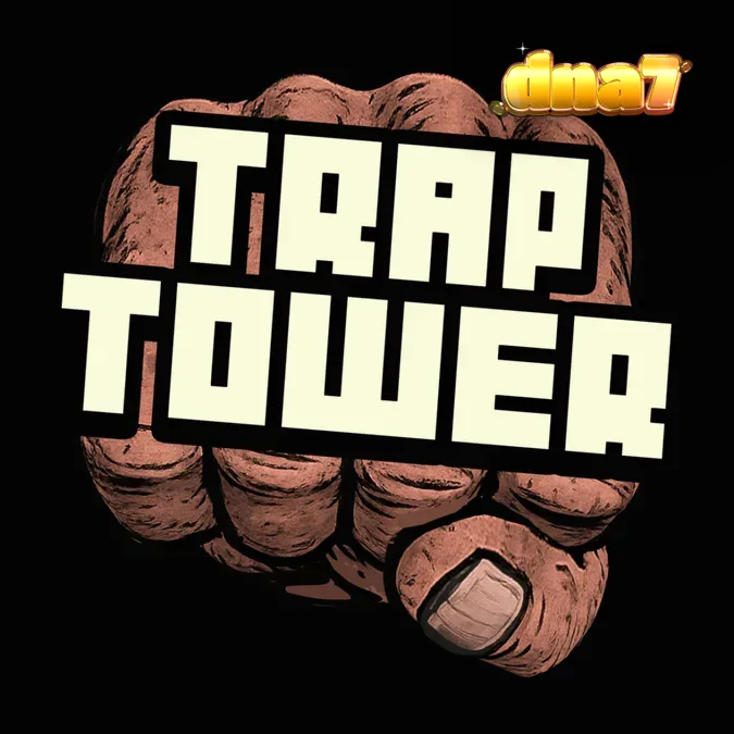 Tampilan visual slot Trap Tower dengan tema perang geng hewan